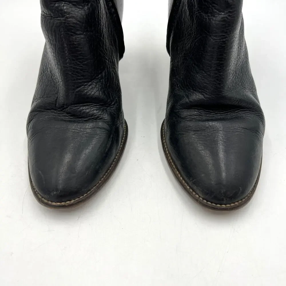 Madewell Billie Boots Black Leather Ankle Booties Western Boho